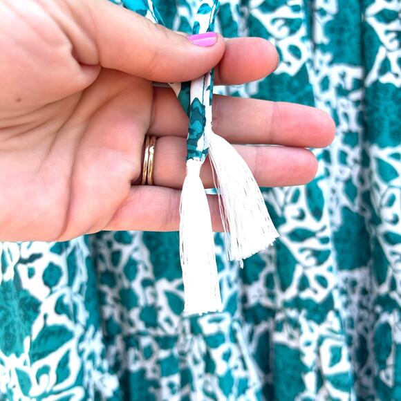 Natalie Martin Briana Maxi Silk Dress Long Geranium Jade Turquoise XS Small - Picture 8 of 10